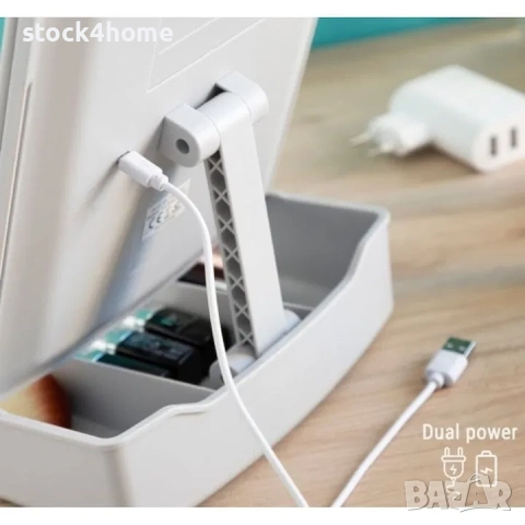 Сгъваемо козметично огледало 3в1 LED С органайзер за грим, снимка 8 - Други - 52611431