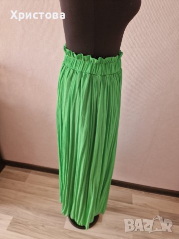 Ефирна зелена пола с миди дължина солей - 24,00лв., снимка 4 - Поли - 41591241