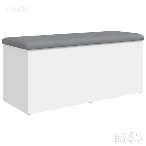 vidaXL Пейка за съхранение, бяла, 102x42x45 см, инженерно дърво, снимка 1 - Маси - 56148136