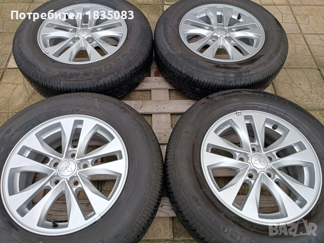 Лети джанти 16ки 5х114.3 Mitsubishi + летни гуми 215/70/16 Yokohama, снимка 2 - Гуми и джанти - 52594919