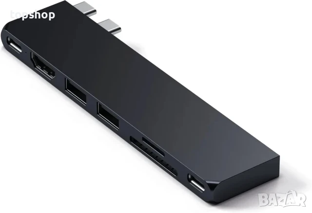 НОВ Satechi USB C Pro Hub USB C Dongle 7 в 1 с USB 4 порт, 100W PD, 4K HDMI, USB C, 2USB-A, Micro/SD, снимка 2 - Кабели и адаптери - 50502397