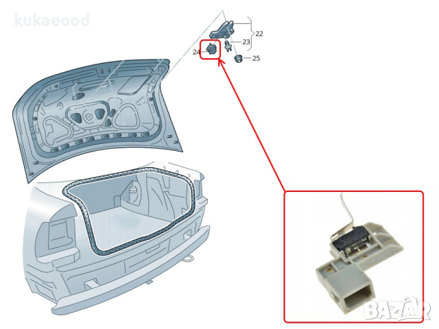 Микроключ за брава на багажник Skoda Superb B5, снимка 5 - Части - 44638443