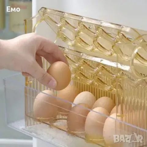 Органайзер за яйца за хладилник, съхранение, флип с 3 слоя, 30 части, ABS, снимка 9 - Органайзери - 48511588