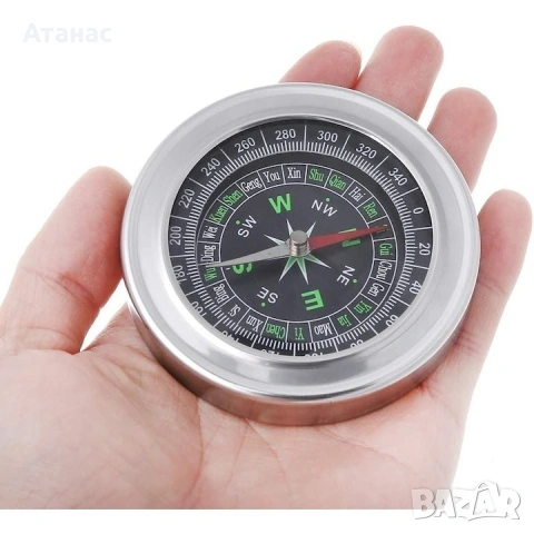 Компактен компас от неръждаема стомана 7.5см диаметър