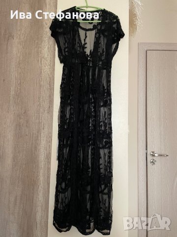 Дълга нова кафтан  черна плажна наметка дантела памук плажна дълга риза рокля за плаж плажна туника , снимка 7 - Туники - 41518928