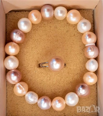 Гривна на ластик - розови перли със сертификат, снимка 4 - Гривни - 34601867