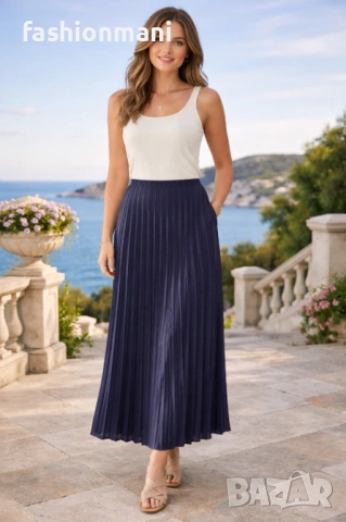 Тъмно синя пола солей- код 1170, снимка 1 - Поли - 49665014