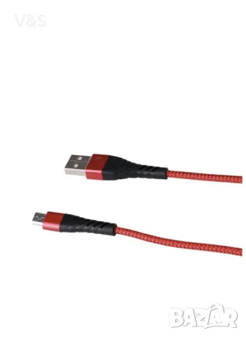 USB към USB-C / Type-C кабел за зареждане/пренос на данни, дължина 2M, подсилен, червен,, снимка 5 - Резервни части за телефони - 48132946