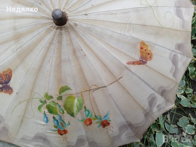 Стар дамски чадър за слънце,1900-1920г, снимка 8 - Антикварни и старинни предмети - 35815045