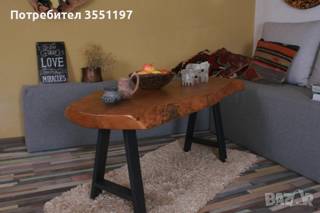 Холна маса от масивен плот с жив ръб, снимка 3 - Маси - 52188909