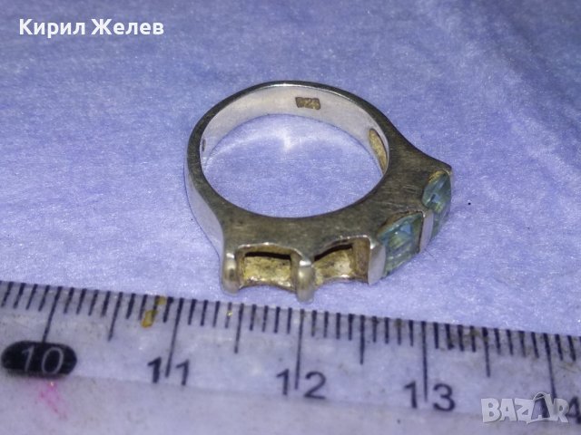 Стар СКЪПОЦЕНЕН СРЕБЪРЕН ПРЪСТЕН СРЕБРО 925 АНГЛИЯ със СИН ЦИРКОН - ЛИПСВАТ Две КАМЪЧЕТА ! 31410, снимка 15 - Антикварни и старинни предмети - 42639916