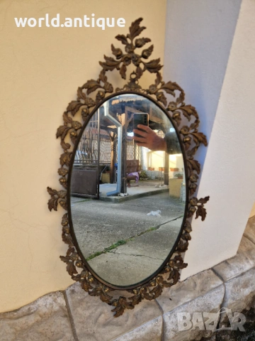 Уникално антикварно френско бронзово огледало , снимка 5 - Антикварни и старинни предмети - 53757353