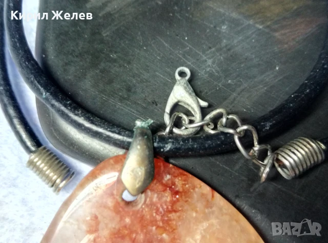 РАЗКОШНО ВИНТИДЖ АРТ КОЛИЕ с МЕДАЛЬОН от ПОЛИРАН КВАРЦ ХЕНД-МЕЙД БИЖУ 11833, снимка 5 - Колиета, медальони, синджири - 51360689