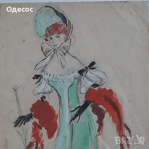 Стара картина гваш на худ. Асен Попов(1895-1976)., снимка 4 - Антикварни и старинни предмети - 49831100