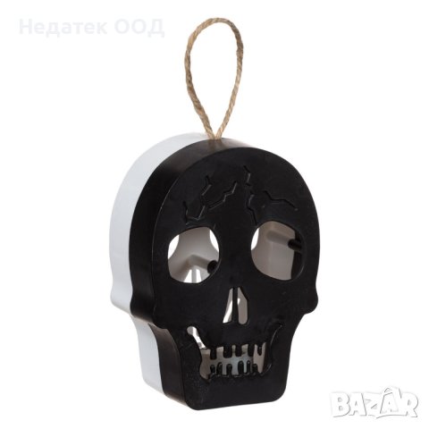 Хелоуин фенер/ череп, Двустранна цветна LED светлина, 9,5 см, снимка 3 - Други - 42367399