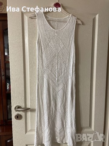Нова фабрично плетена  бяла дълга плажна рокля елегантна миди midi дължина , снимка 9 - Рокли - 42677930