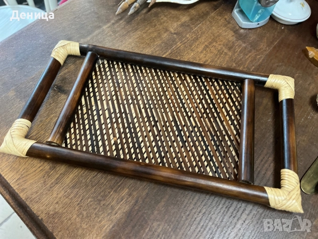 Ръчно изработен бамбуков поднос  Размери с дръжки-44/23.5 см и размери без-31/23.5 см Цена-30 лв , снимка 5 - Декорация за дома - 51517838
