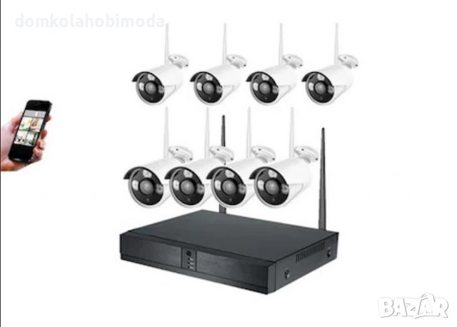 Комплект 8 безжични камери с NVR устройство, Външен и Вътрешен монтаж., снимка 4 - Комплекти за видеонаблюдение - 39160410