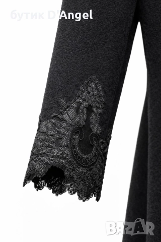 AVIN Палто от вълна с дантела и кристални копчета, снимка 2 - Палта, манта - 52891321