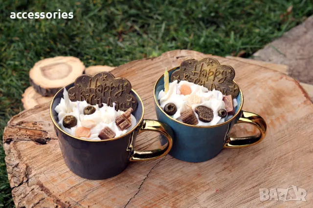 Ръчно изработена свещ "Happy Birthday", снимка 6 - Декорация за дома - 47559733