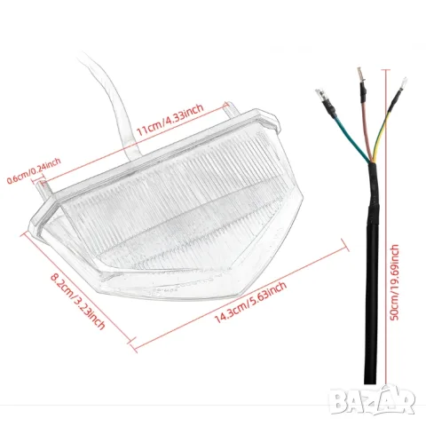 Черен LED стоп за мотоциклет със стоп и габарит, снимка 4 - Аксесоари и консумативи - 55866050