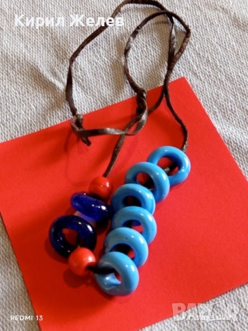РЪЧНО ИЗРАБОТЕНО КОЛИЕ със СИНИ ПОРЦЕЛАНОВИ МЪНИСТА АРТ БИЖУ 52260, снимка 6 - Колиета, медальони, синджири - 52544950