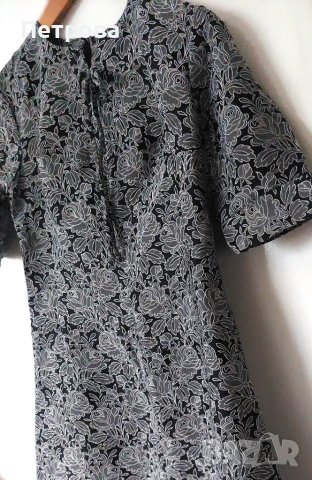 Официална дълга рокля, нова, на черен фон изящни бели рози, снимка 3 - Рокли - 49342400