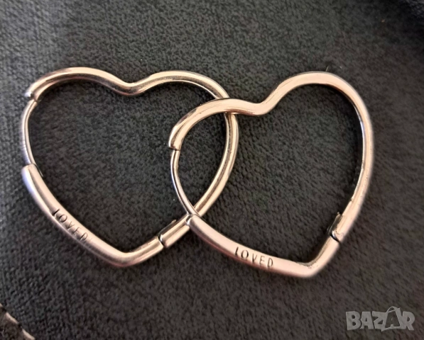 Сребърни обеци-сърца