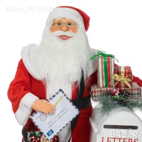 100см! Уникален Дядо Коледа със звук, светлина и пощенска кутия , снимка 2 - Декорация за дома - 47741111