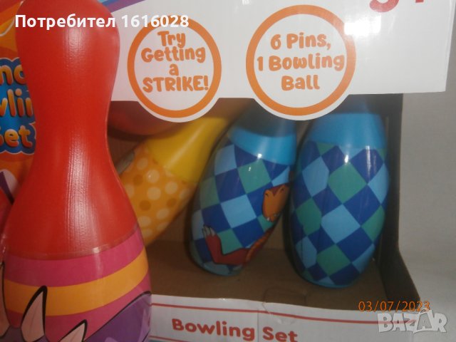 Боулинг Дино сет с 6 кегли и топка., снимка 3 - Образователни игри - 41449635