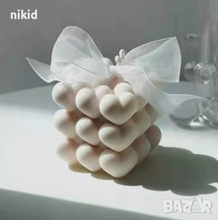 3D Кубче сърца сърце buble силиконов молд форма фондан гипс свещ шоколад, снимка 7 - Форми - 36239963