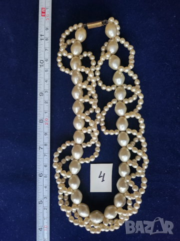 перли - 4 колиета ,  кехлибар - 2 полски огърлици и гривна, обеци комплект, огърлица от кост и др..., снимка 6 - Други - 29842081