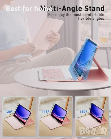Калъф с клавиатура TUNKARMOR за Samsung Galaxy Tab S10 Lite / S10 FE / S9 FE / S9 / S8 / S7, снимка 4 - Калъфи, кейсове - 56233854
