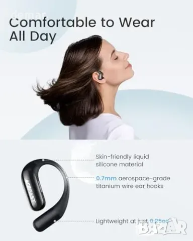 Отворени Bluetooth 5.4 слушалки ACEFAST AceFit Air с приложение, черни, снимка 4 - Безжични слушалки - 55945924