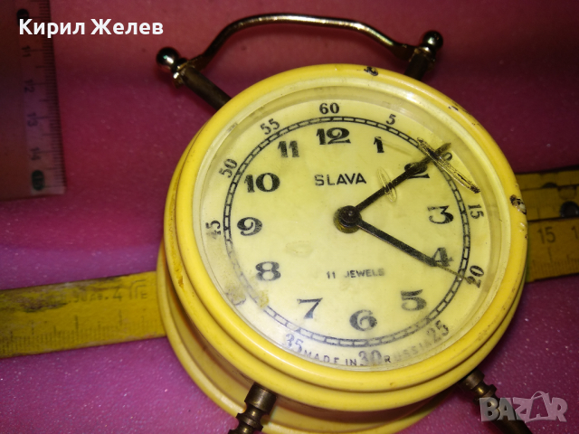 SLAVA MADE in USSR Стар КОЛЕКЦИОНЕРСКИ РУСКИ БУДИЛНИК МЕХАНИЧЕН НАСТОЛЕН ЧАСОВНИК СЛАВА СССР 30933, снимка 12 - Антикварни и старинни предмети - 44549220