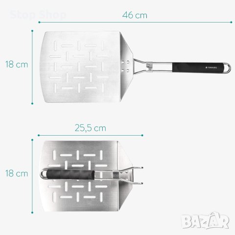 Лопата за пица Navaris, сгъваема неръждаема стомана – 46 x 18 см – сгъваема лопата с изключително го, снимка 7 - Барбекюта - 41287516