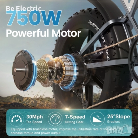 НОВО!!! Електрически Велосипед Janso X70 750W 48V/14AH+20 AH , снимка 6 - Велосипеди - 52834173