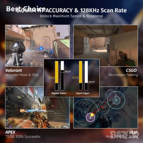 Геймърска клавиатура ATTACK SHARK X68 HE 8000Hz Rapid Trigger, 0.01 mm RT точност, кабелна RGB 60% , снимка 10 - Клавиатури и мишки - 53056312