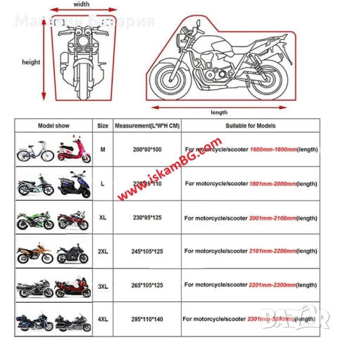Водоустойчиво покривало за мотор и скутер – Различни размери и цветове - КОД 4258, снимка 11 - Аксесоари и консумативи - 49597095
