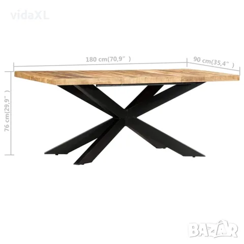 vidaXL Трапезна маса, 180x90x76 cм, грубо мангово дърво масив, снимка 4 - Маси - 56146544
