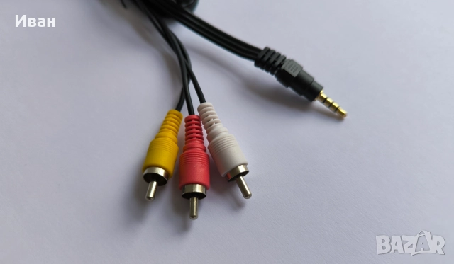 Аудио видео кабел Stereo Jack 3.5mm видео букса - 3RCA чинчове, снимка 2 - Други - 51686444
