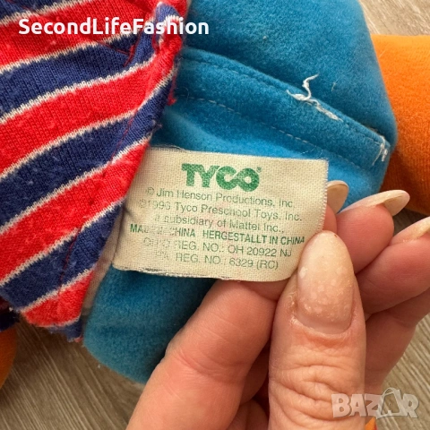 Винтидж плюшена кукла Tyco Tickle Me Ernie от 1996 г. Улица Сезам размер 16 инча, без механизъм, снимка 3 - Кукли - 53257452