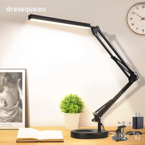 4441 Универсална LED лампа 2-в-1: Със стойка и щипка за всяко бюро, шкаф или легло, снимка 8 - Настолни лампи - 53636319