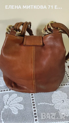 Дамска чанта от естествена мека лицева кожа в кафяв цвят, снимка 2 - Чанти - 51172804