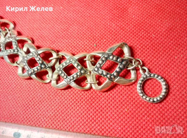 СТИЛНА ПОЗЛАТЕНА АЖУРНА ВИНТИДЖ ГРИВНА с ПОСРЕБРЕНА ОРНАМЕНТИКА 47402, снимка 5 - Гривни - 47297711