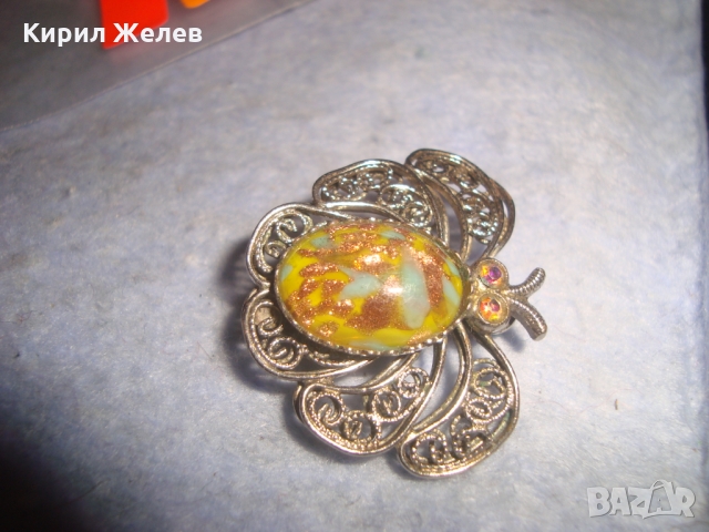 ВИНТИДЖ СРЕБРИСТА СКЪПОЦЕННА АРТ НУВО БРОШКА ВЕНЕЦИАНСКО СТЪКЛО МУРАНО 23453, снимка 11 - Антикварни и старинни предмети - 36061142