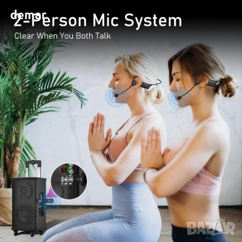 KIMAFUN IP67 Водоустойчив безжичен фитнес микрофон, 2.4G,за двама души, снимка 2 - Микрофони - 52709554