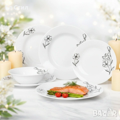 Комплект чинии 24 части с елегантен флорален дизайн – Лекота и стил за всяка трапеза, снимка 6 - Прибори за хранене, готвене и сервиране - 53309408