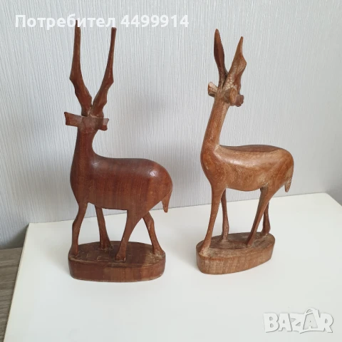 Стари дървени фигури на елени, снимка 5 - Колекции - 51237918