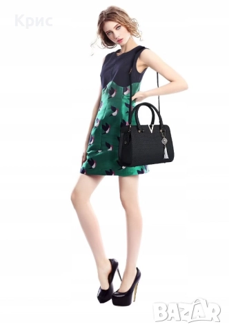 Стилна дамска чанта, черен цвят., снимка 8 - Чанти - 44602205